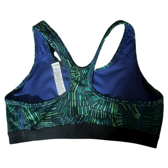Nike Pro Dri-FIT Sports Bra Size Large Blue Green Geometric Racerback - Picture 3 of 4